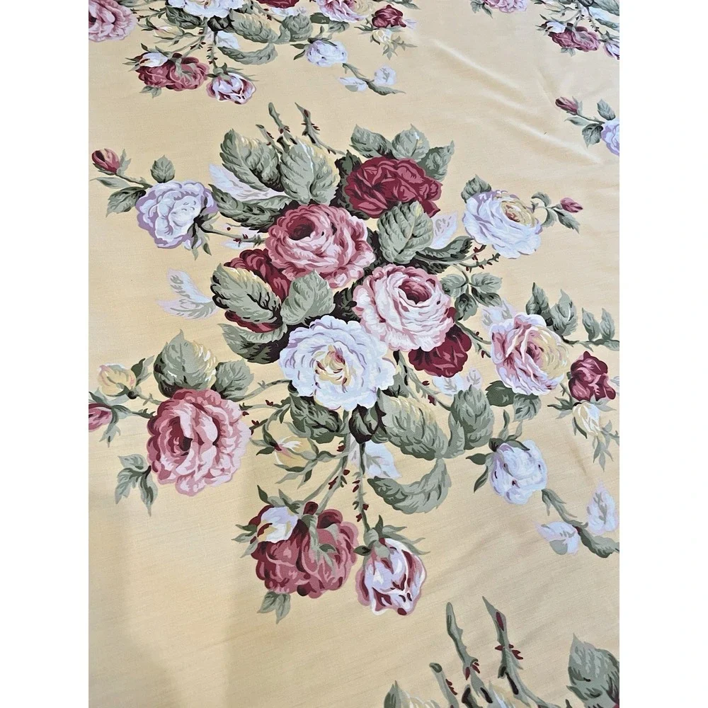 Ralph Lauren Vtg Home Decor‎ Fabric Kathleen Yellow Cabbage Roses By The Yard
